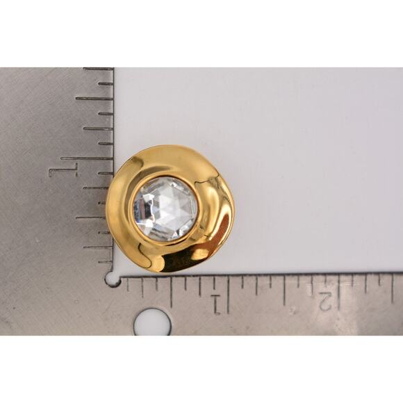 Givenchy Vintage Earrings Lucite Clear Crystal Gold Chunky Signed 1980s BinAO - Picture 12 of 12